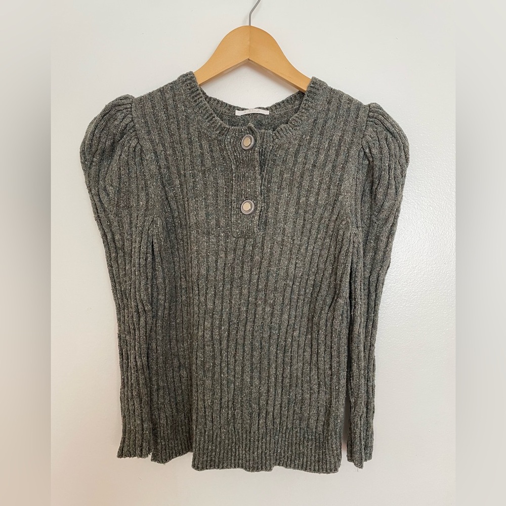 Chloe Ribbed Knit Sweater with Button Accents